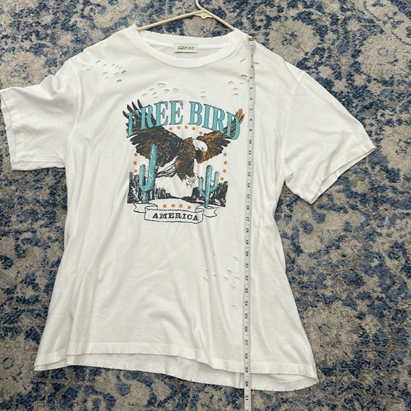 Distressed White Free Bird T-Shirt - Picture 6 of 6